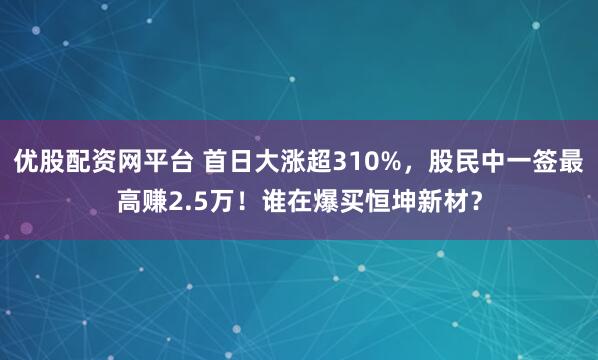 优股配资网平台 首日大涨超310%，股民中一签最高赚2.5万！谁在爆买恒坤新材？