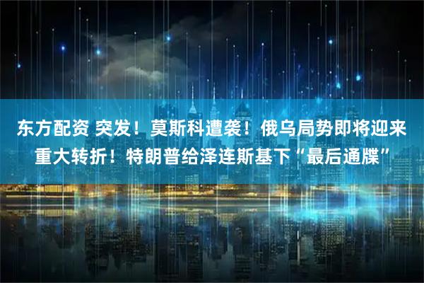 东方配资 突发！莫斯科遭袭！俄乌局势即将迎来重大转折！特朗普给泽连斯基下“最后通牒”